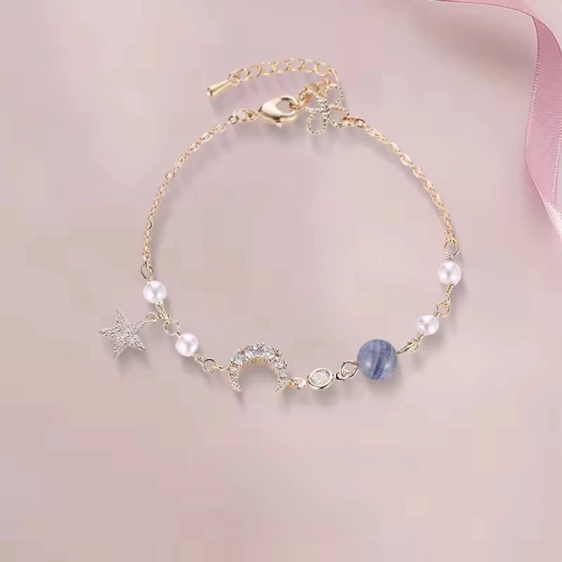 Product image KAHASIL - Gelang Titanium Wanita Barcelet Anti Karat Luntur Adjustable Mutiara Bintang KH037 all variant BLUE
